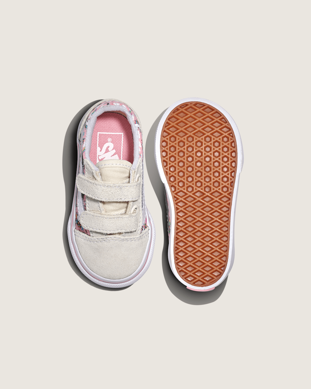 Vans Toddler Old Skool V Unicorn Shoe in Unicorn White / Pink