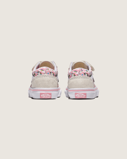 Vans Toddler Old Skool V Unicorn Shoe in Unicorn White / Pink