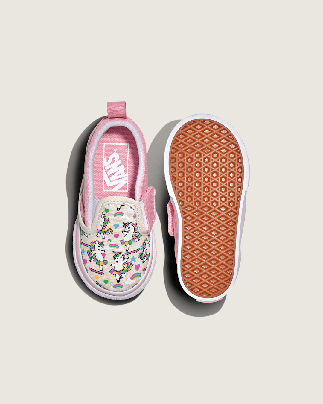 Vans Toddler Classic Slip-On V Shoe in White / Pink