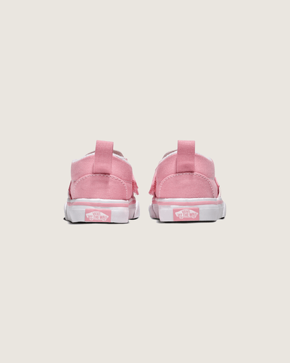Vans Toddler Classic Slip-On V Shoe in White / Pink