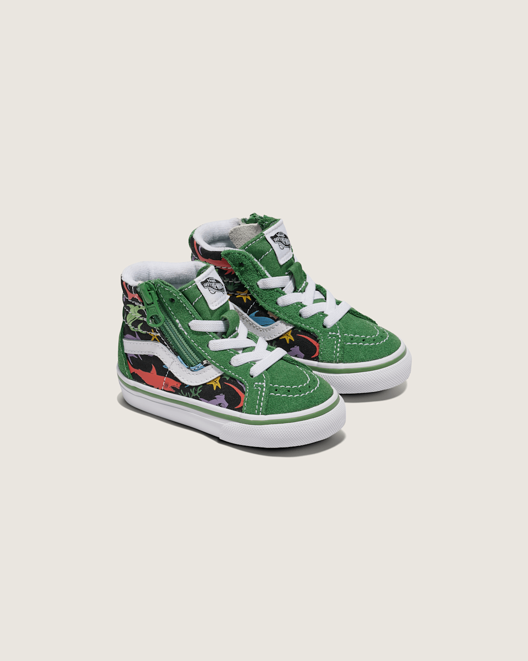 Vans Toddler Sk8-Hi Reissue Side Zip Shark Shoe in Green / Black