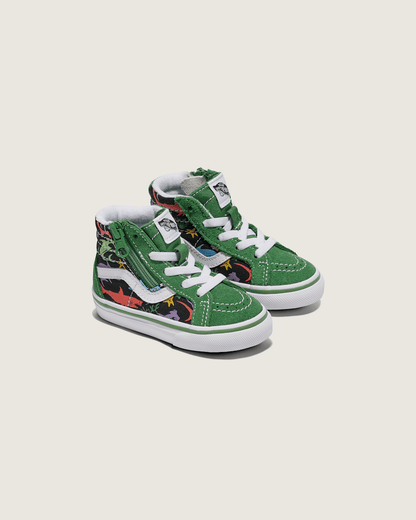 Vans Toddler Sk8-Hi Reissue Side Zip Shark Shoe in Green / Black