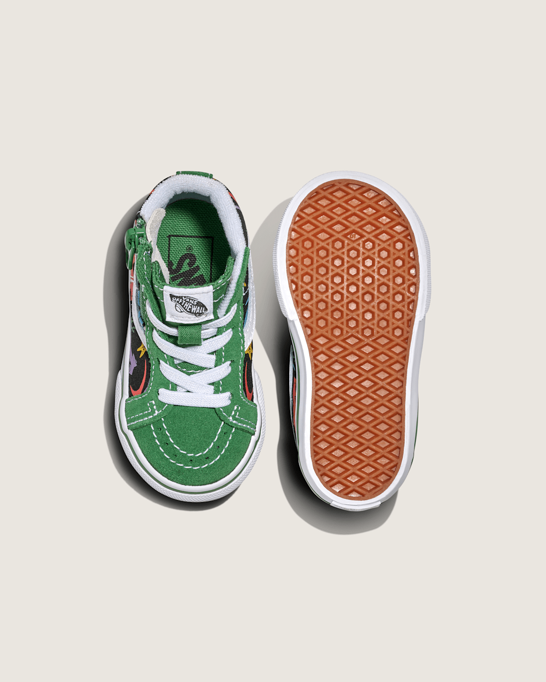 Vans Toddler Sk8-Hi Reissue Side Zip Shark Shoe in Green / Black