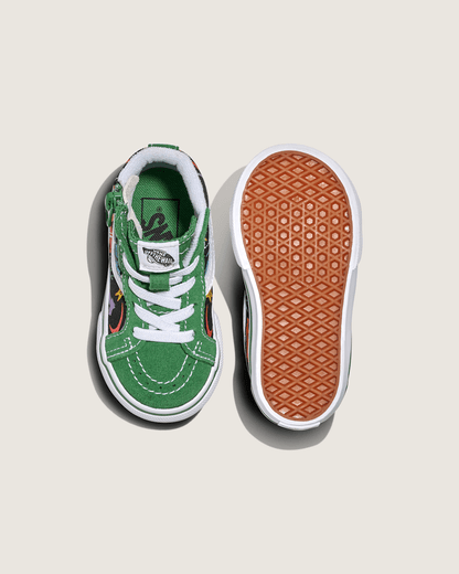 Vans Toddler Sk8-Hi Reissue Side Zip Shark Shoe in Green / Black