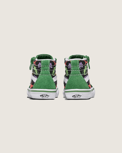 Vans Toddler Sk8-Hi Reissue Side Zip Shark Shoe in Green / Black