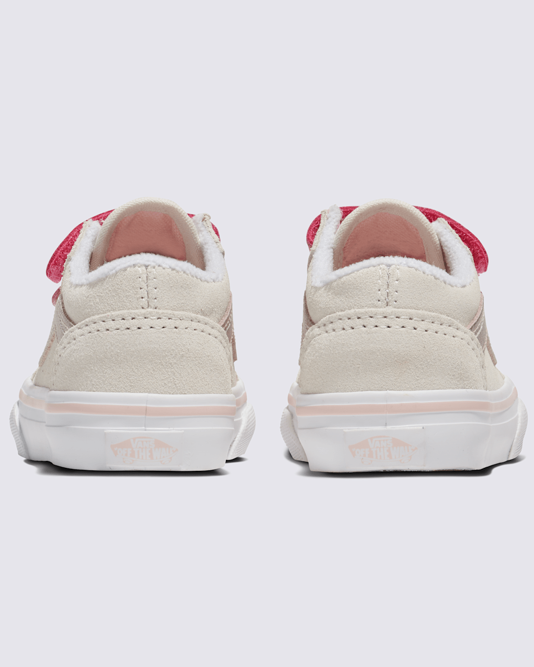 Vans Toddler Old Skool V Shoe in Metallic Marshmallow White / Pink