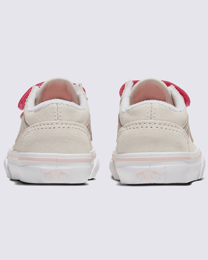 Vans Toddler Old Skool V Shoe in Metallic Marshmallow White / Pink