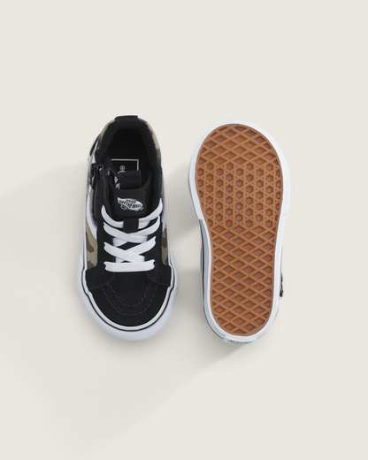 Vans Toddler SK8-Hi Side Zip Shoe in Camo Black / Green