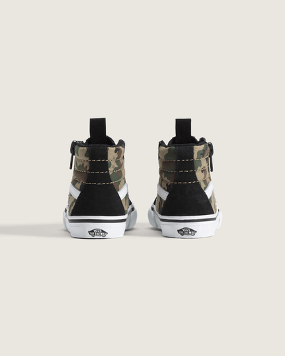 Vans Toddler SK8-Hi Side Zip Shoe in Camo Black / Green