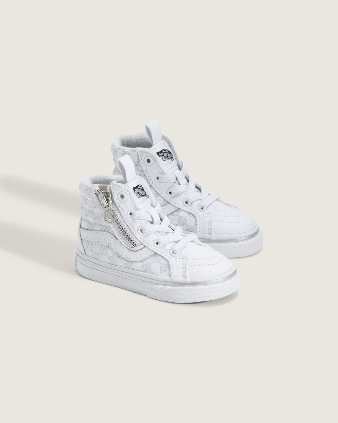 Vans Toddler SK8-Hi Side Zip Checkerboard Shoe in Checkerboard Silver Grey