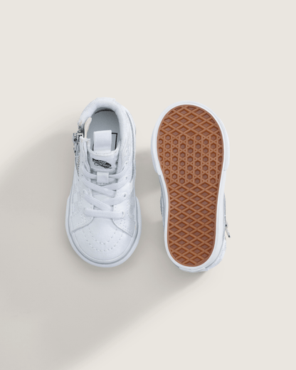 Vans Toddler SK8-Hi Side Zip Checkerboard Shoe in Checkerboard Silver Grey