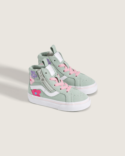 Vans Toddler Sk8-Hi Side Zip Shoe in Grey / Olive Green