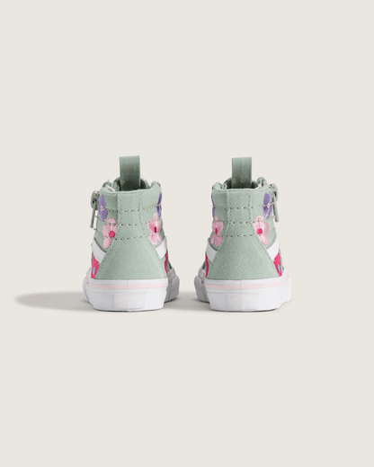 Vans Toddler Sk8-Hi Side Zip Shoe in Grey / Olive Green