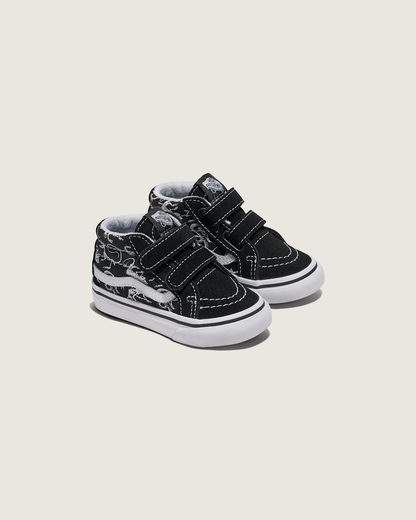 Vans Toddler Sk8-Mid Reissue V Skeletons Shoe in Black