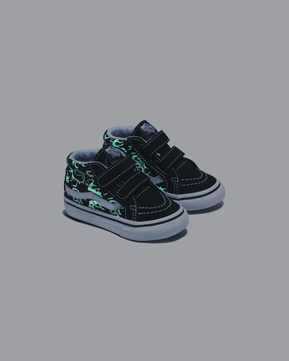 Vans Toddler Sk8-Mid Reissue V Skeletons Shoe in Black