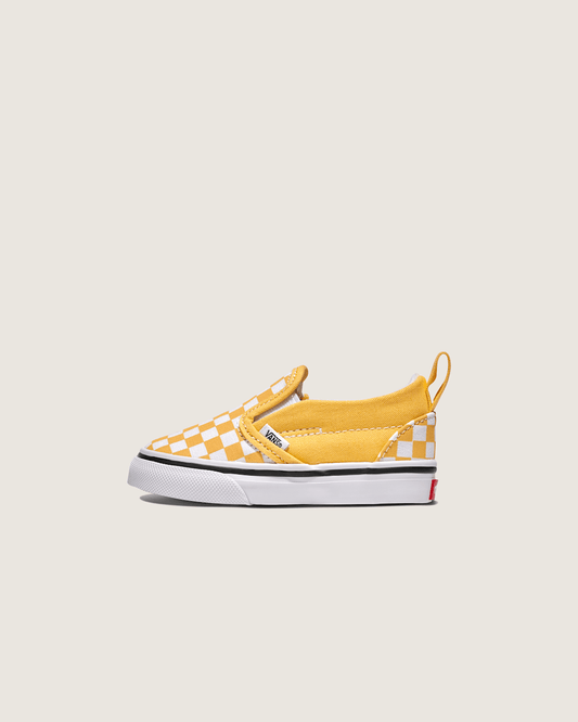 Vans Toddler Classic Slip-On V Checkerboard Shoe in Banana Cream Yellow / White