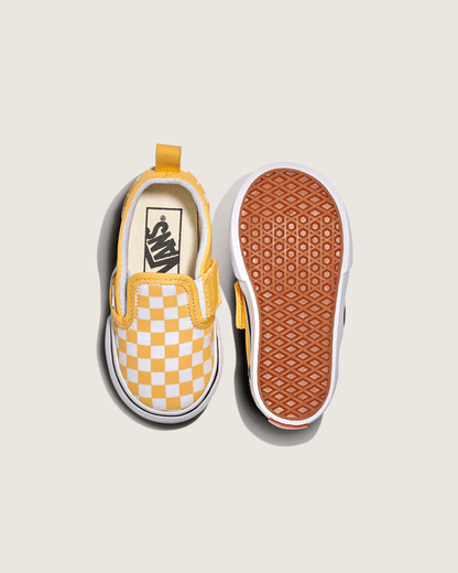Vans Toddler Classic Slip-On V Checkerboard Shoe in Banana Cream Yellow / White