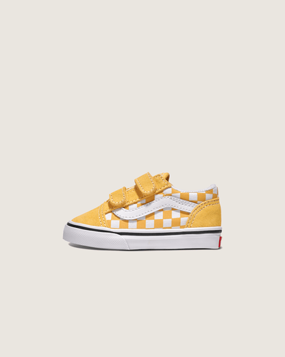 Vans Toddler Old Skool V Checkerboard Shoe in Banana Cream Yellow / White