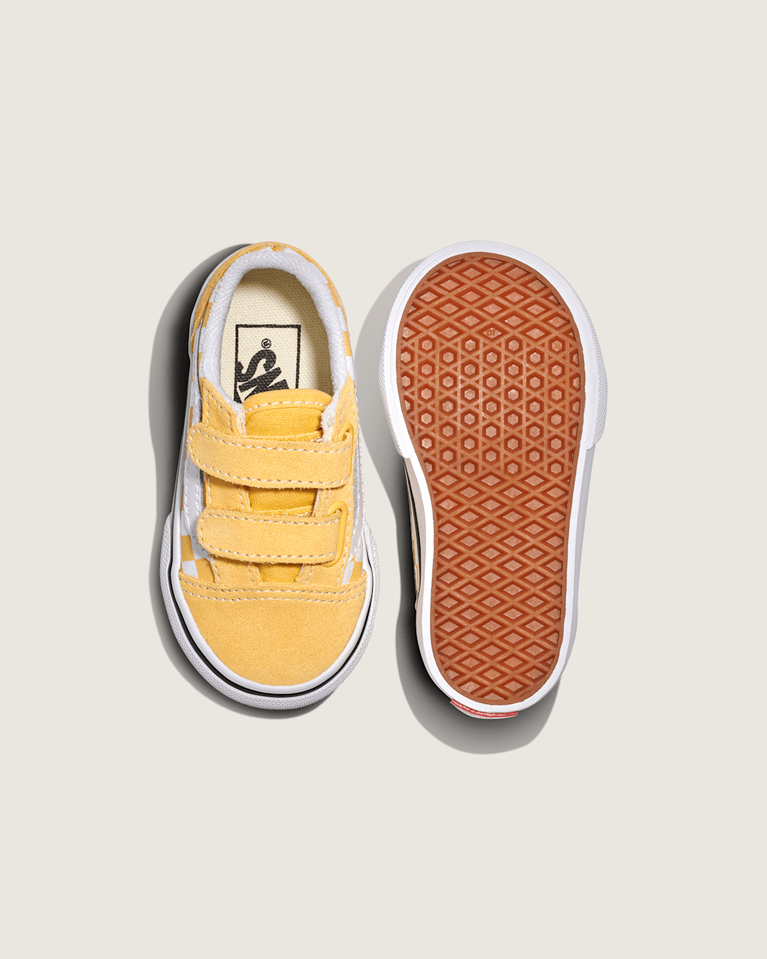 Vans Toddler Old Skool V Checkerboard Shoe in Banana Cream Yellow / White