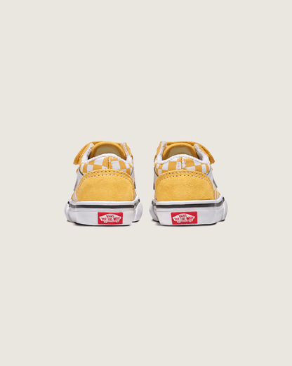 Vans Toddler Old Skool V Checkerboard Shoe in Banana Cream Yellow / White