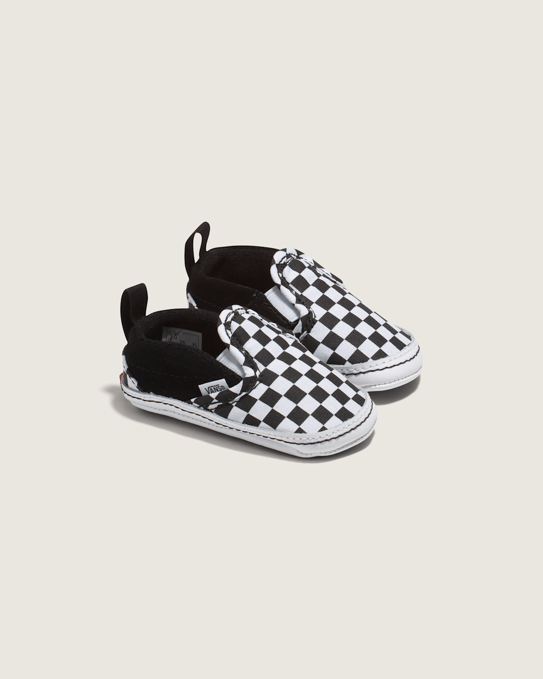 Vans Infant Slip-On V Crib Checkerboard Shoe in Checkerboard Black / True White