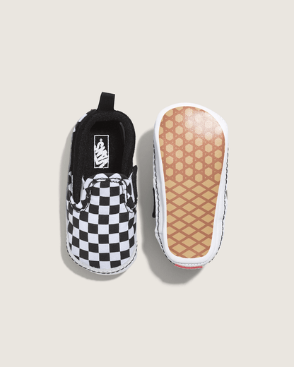 Vans Infant Slip-On V Crib Checkerboard Shoe in Checkerboard Black / True White