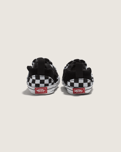 Vans Infant Slip-On V Crib Checkerboard Shoe in Checkerboard Black / True White