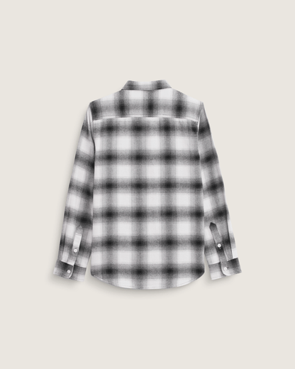 Vans Kids Lawson Plaid Flannel Shirt in Marshmallow White / Black
