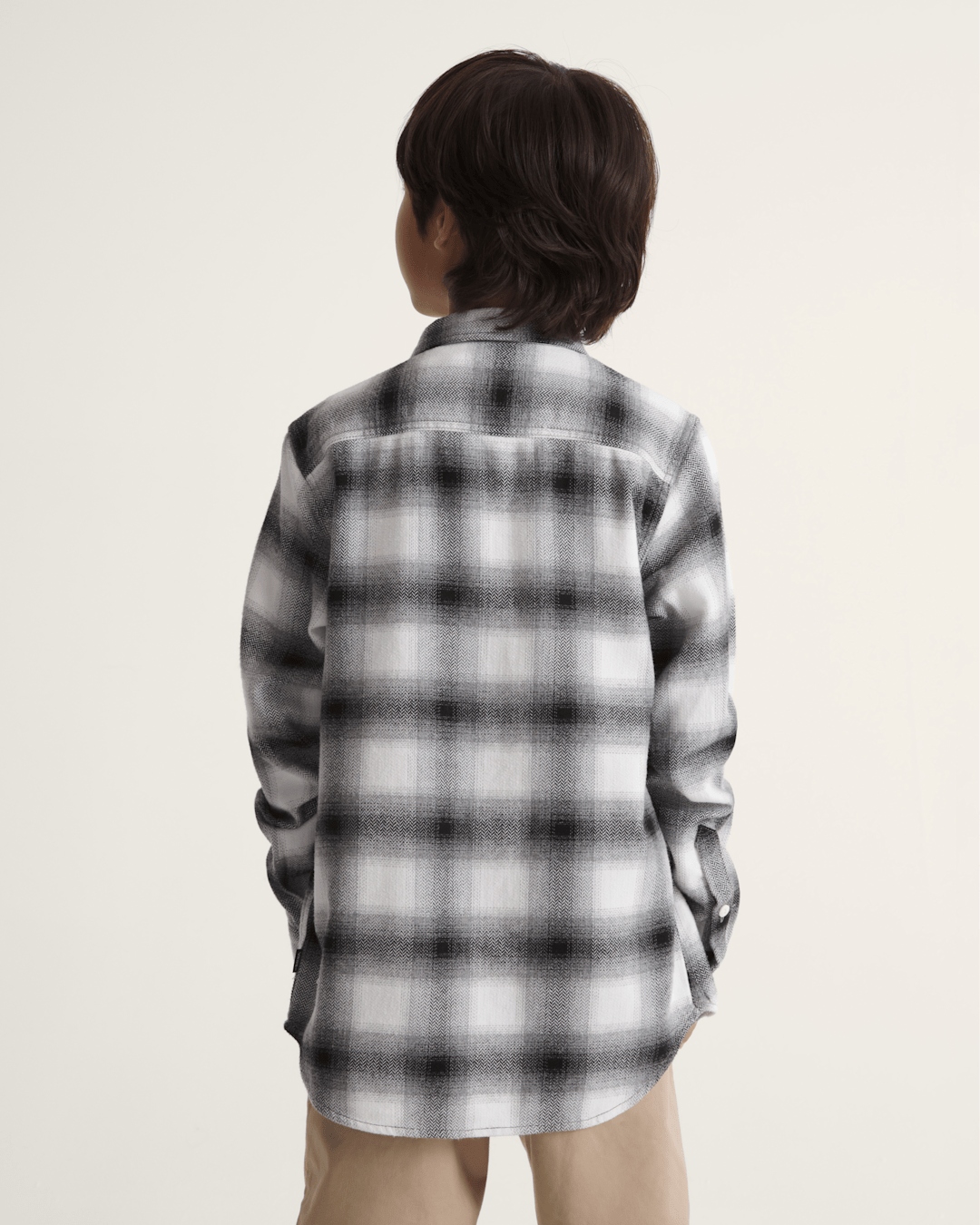 Vans Kids Lawson Plaid Flannel Shirt in Marshmallow White / Black