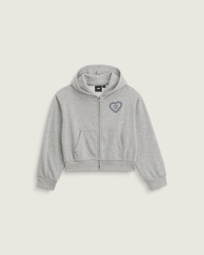 Vans Kids Lacey Daze Retro Zip Hoodie in Cement Heather Grey