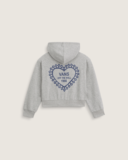 Vans Kids Lacey Daze Retro Zip Hoodie in Cement Heather Grey