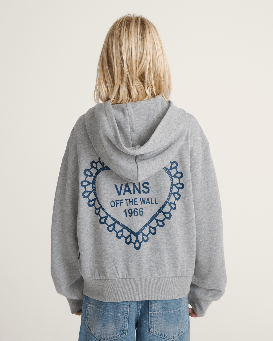 Vans Kids Lacey Daze Retro Zip Hoodie in Cement Heather Grey