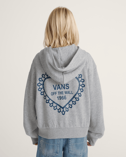 Vans Kids Lacey Daze Retro Zip Hoodie in Cement Heather Grey