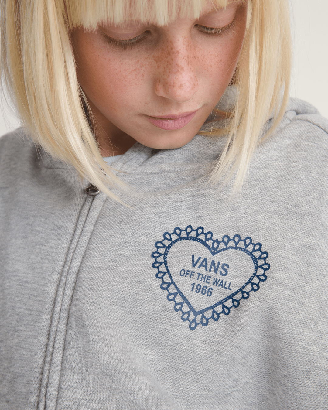 Vans Kids Lacey Daze Retro Zip Hoodie in Cement Heather Grey