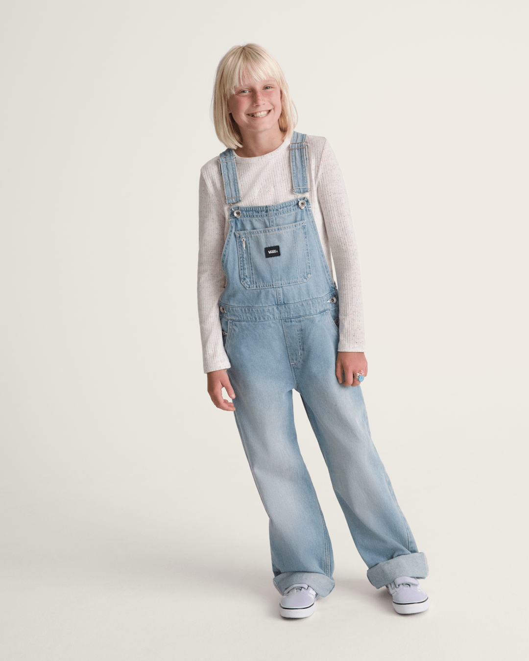 Vans Kids Sirelle Denim Overalls in Stonewash Blue