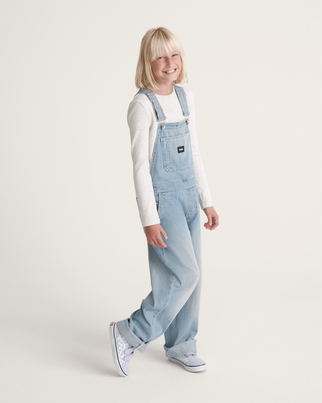 Vans Kids Sirelle Denim Overalls in Stonewash Blue
