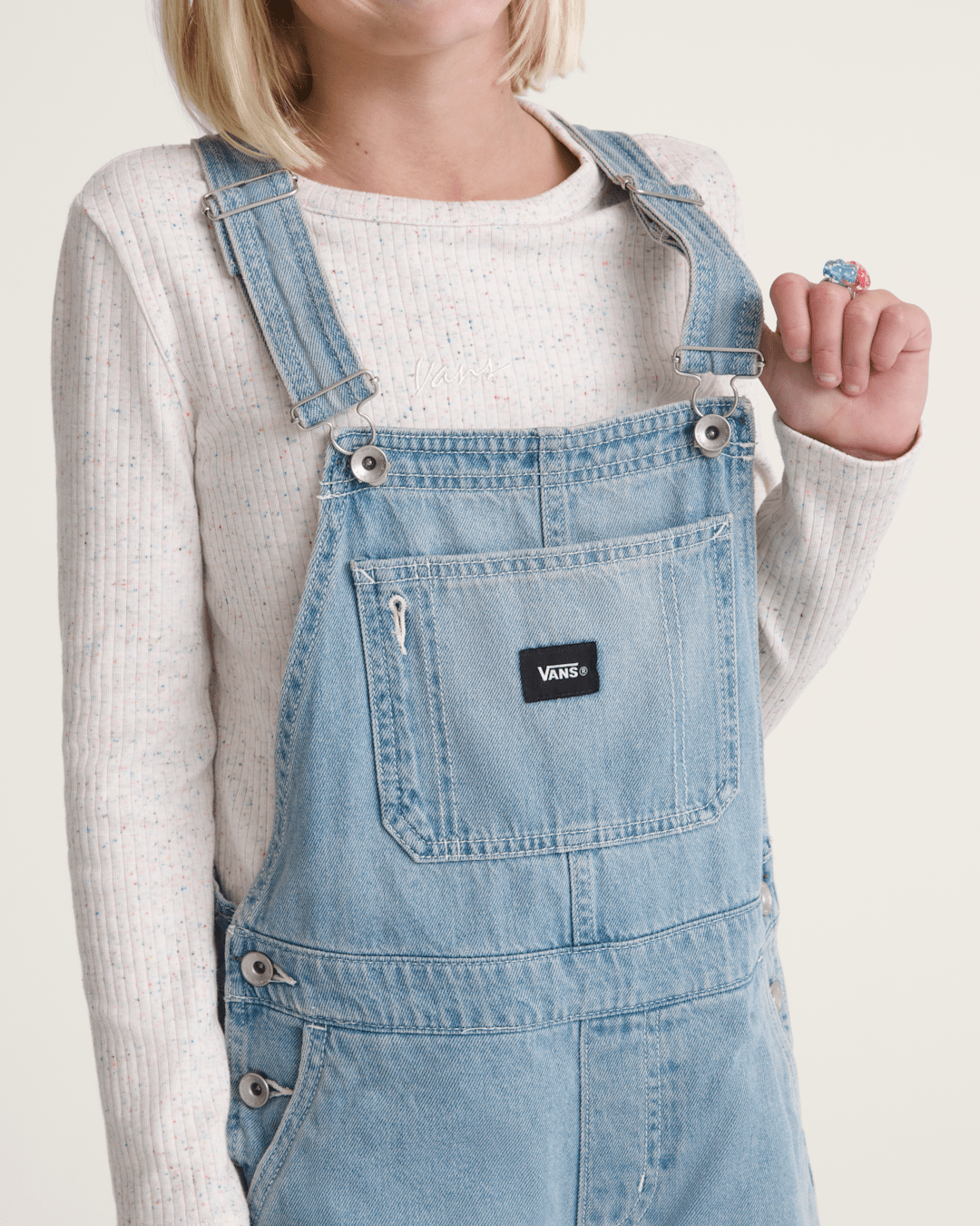 Vans Kids Sirelle Denim Overalls in Stonewash Blue