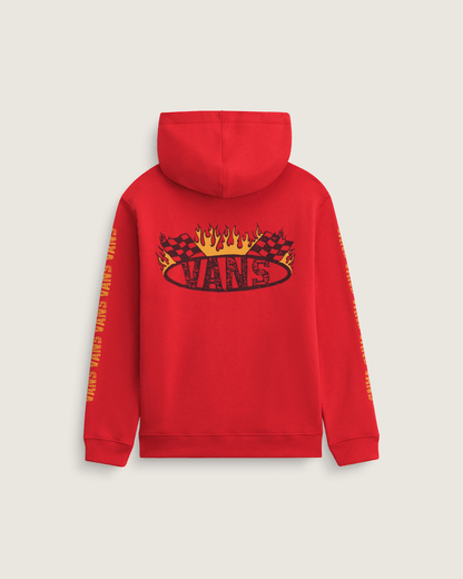 Vans Kids Racing Flames Pullover Hoodie in Crimson Haze Red