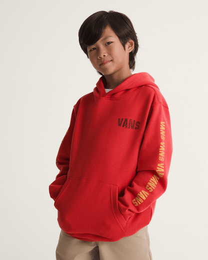 Vans Kids Racing Flames Pullover Hoodie in Crimson Haze Red