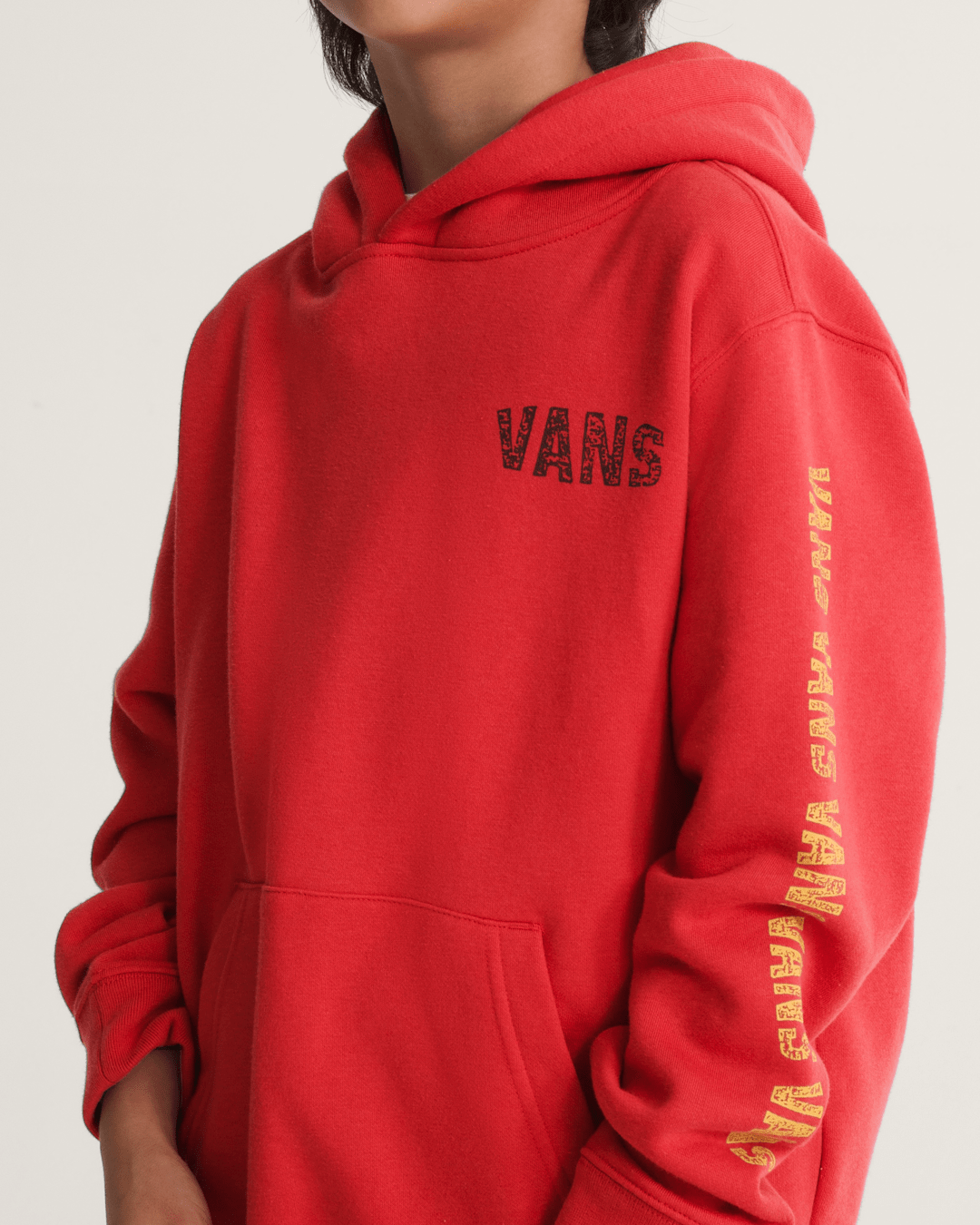 Vans Kids Racing Flames Pullover Hoodie in Crimson Haze Red