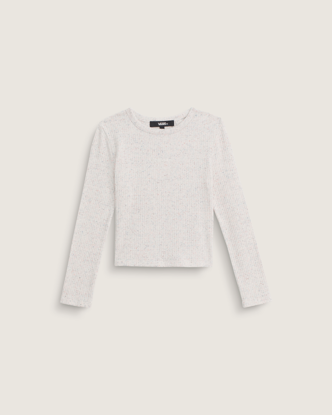 Vans Kids Teri Confetti Rib Long Sleeve Shirt in Marshmallow White