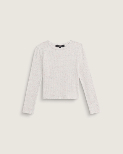 Vans Kids Teri Confetti Rib Long Sleeve Shirt in Marshmallow White