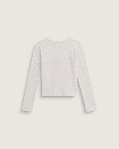 Vans Kids Teri Confetti Rib Long Sleeve Shirt in Marshmallow White