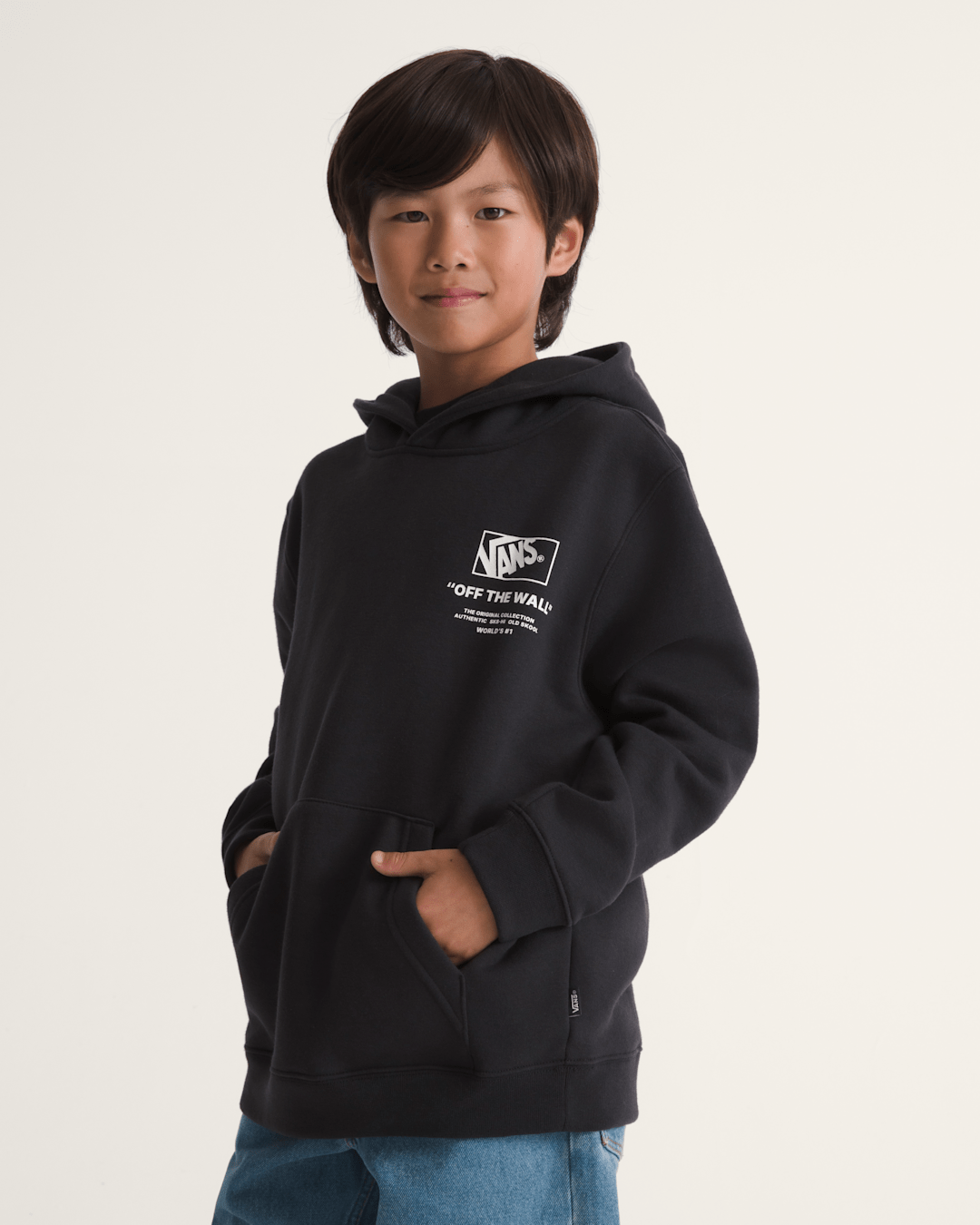 Vans Kids Stacked Hi Pullover Hoodie in Black / White