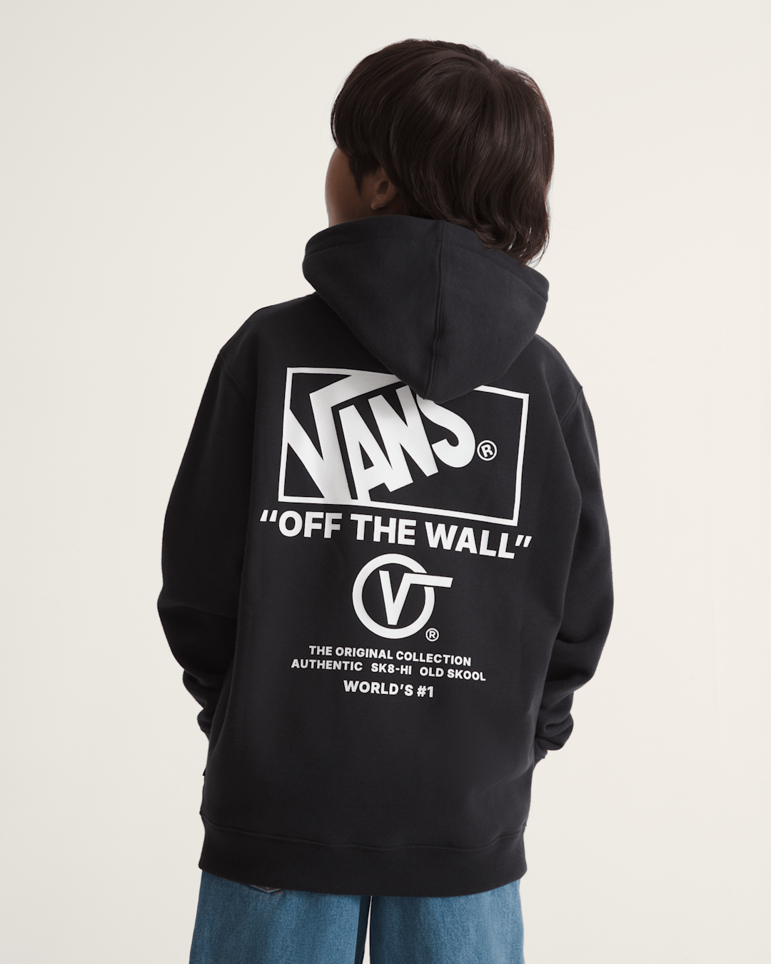 Vans Kids Stacked Hi Pullover Hoodie in Black / White