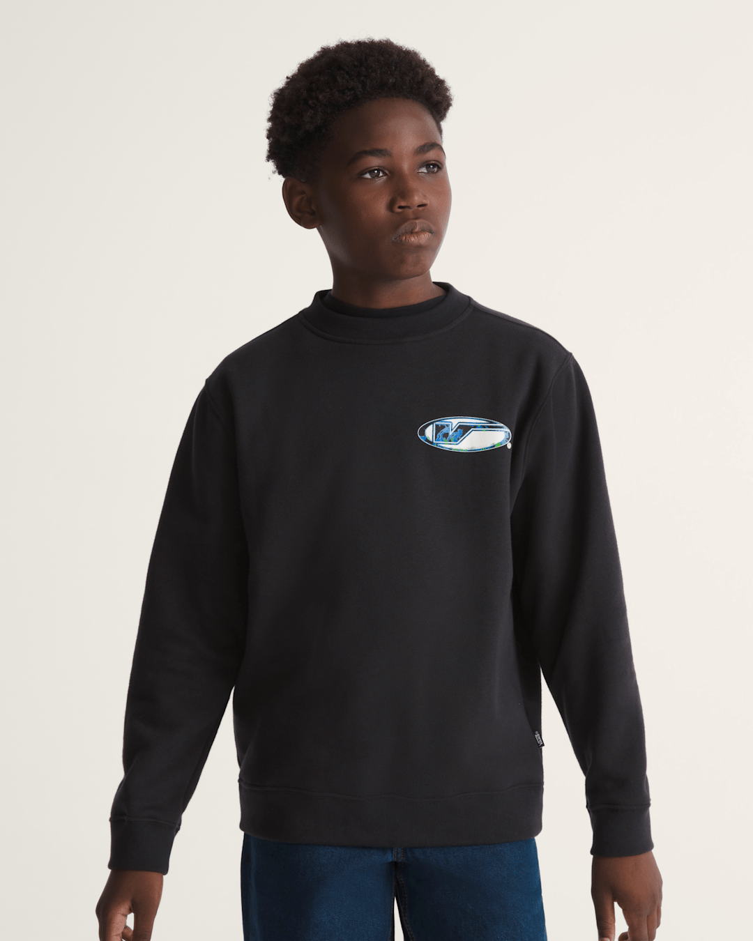 Vans Kids Bevel Flame Crew Sweatshirt in Black