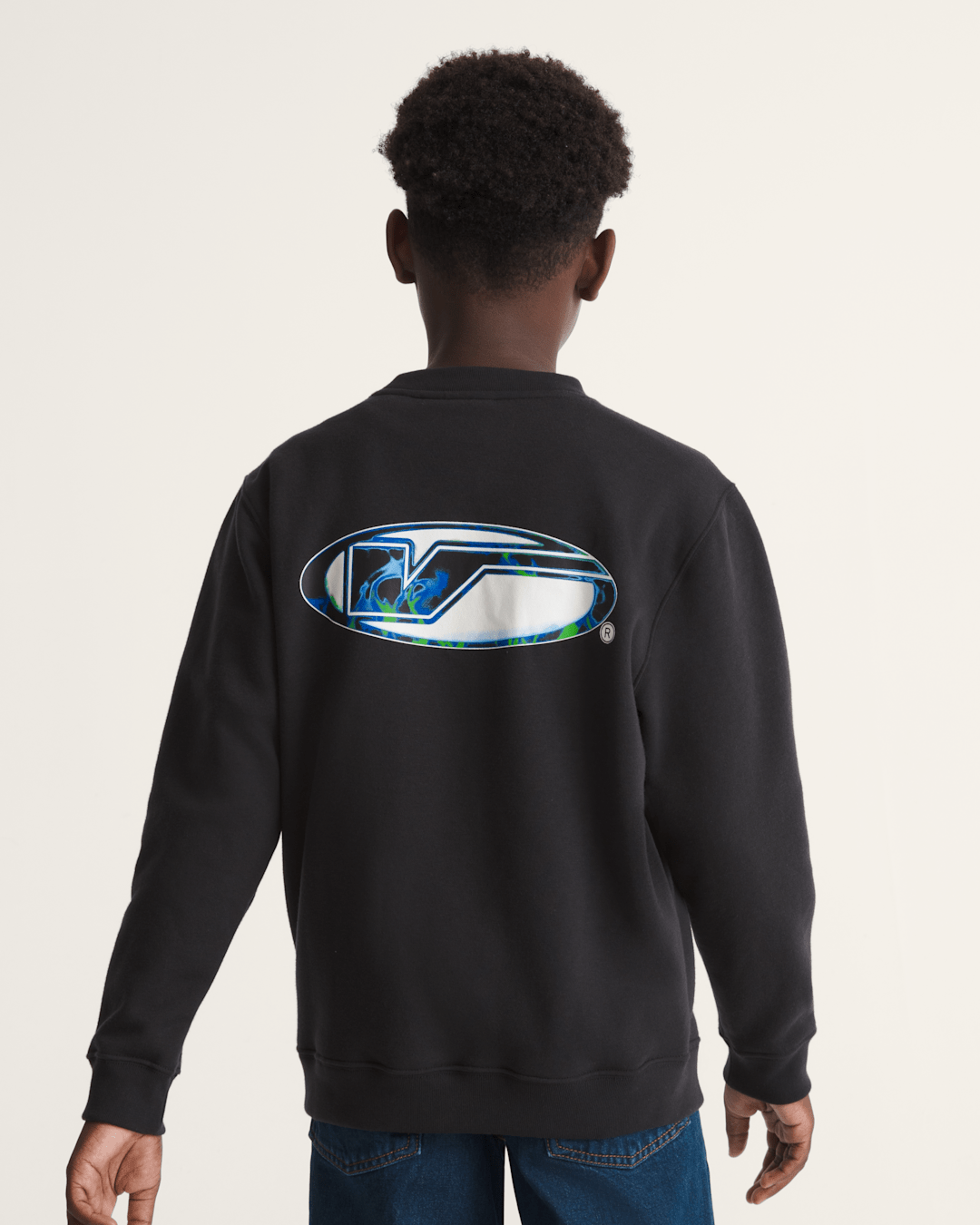 Vans Kids Bevel Flame Crew Sweatshirt in Black