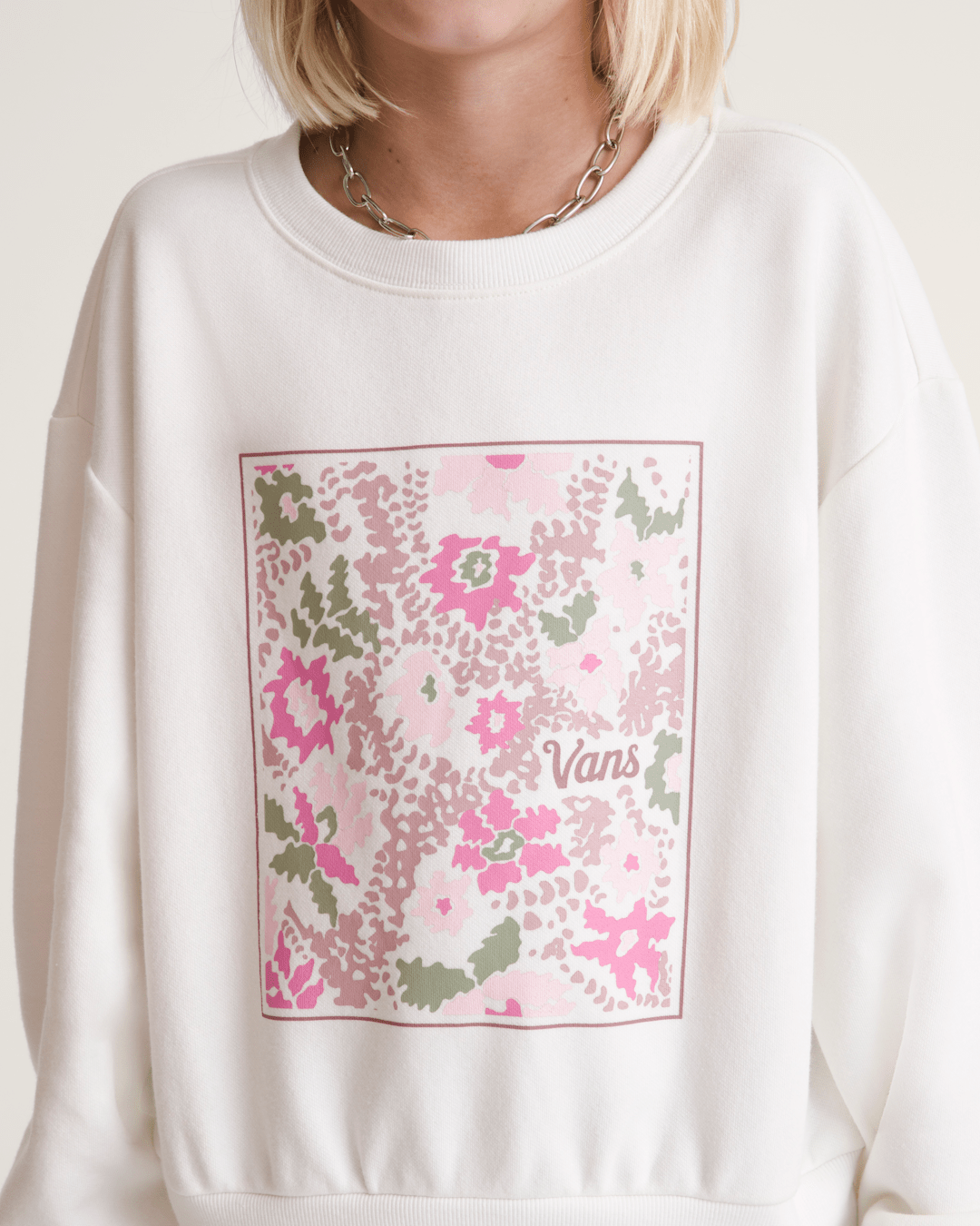 Vans Kids Flow Field Crew Sweatshirt in Marshmallow White