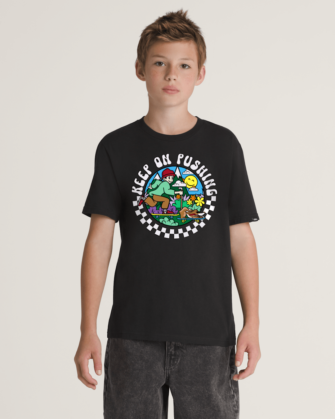 Vans Kids Keep on Pushing T-Shirt in Black