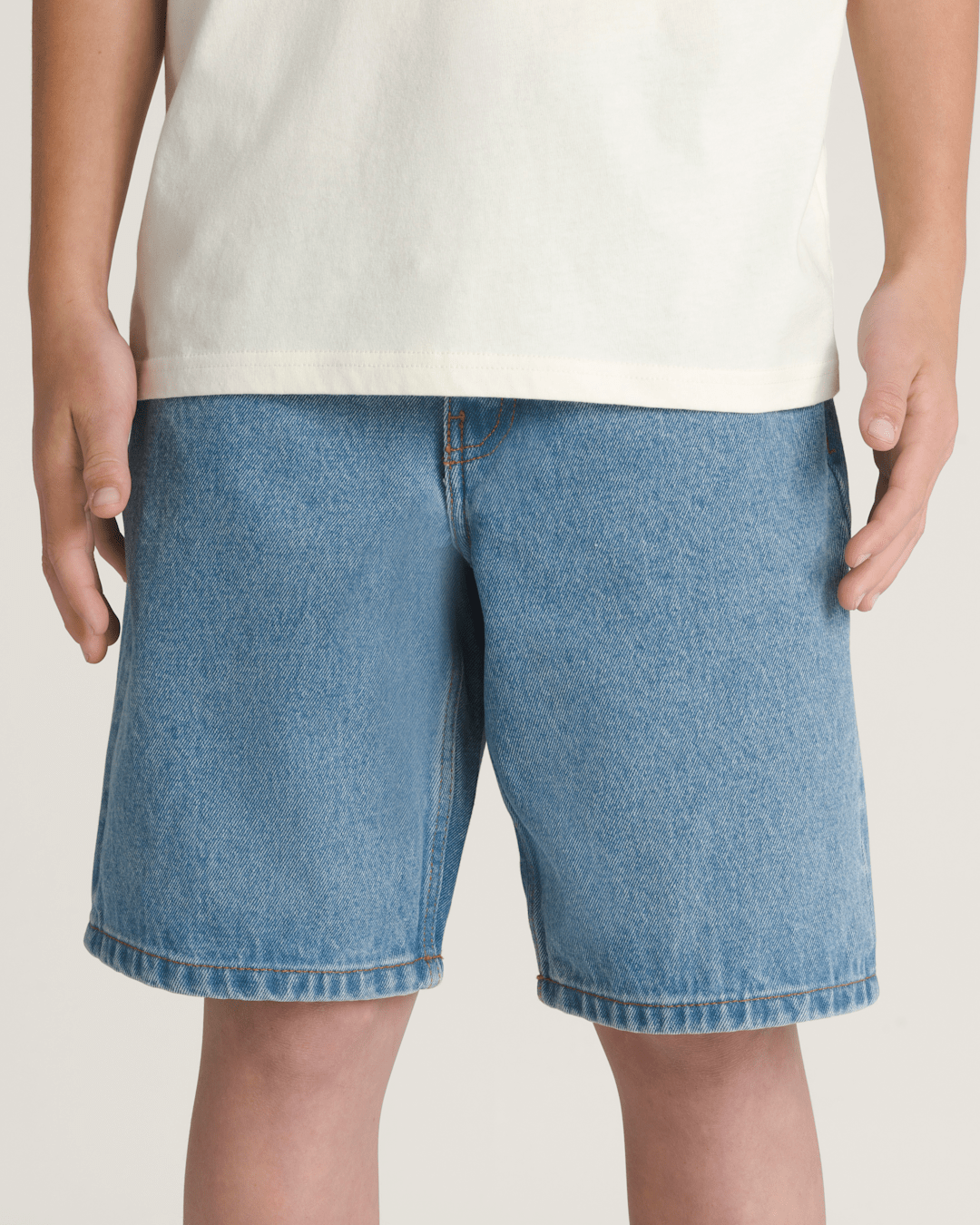 Vans Kids Check-5 Baggy Denim Shorts in Stonewash Blue
